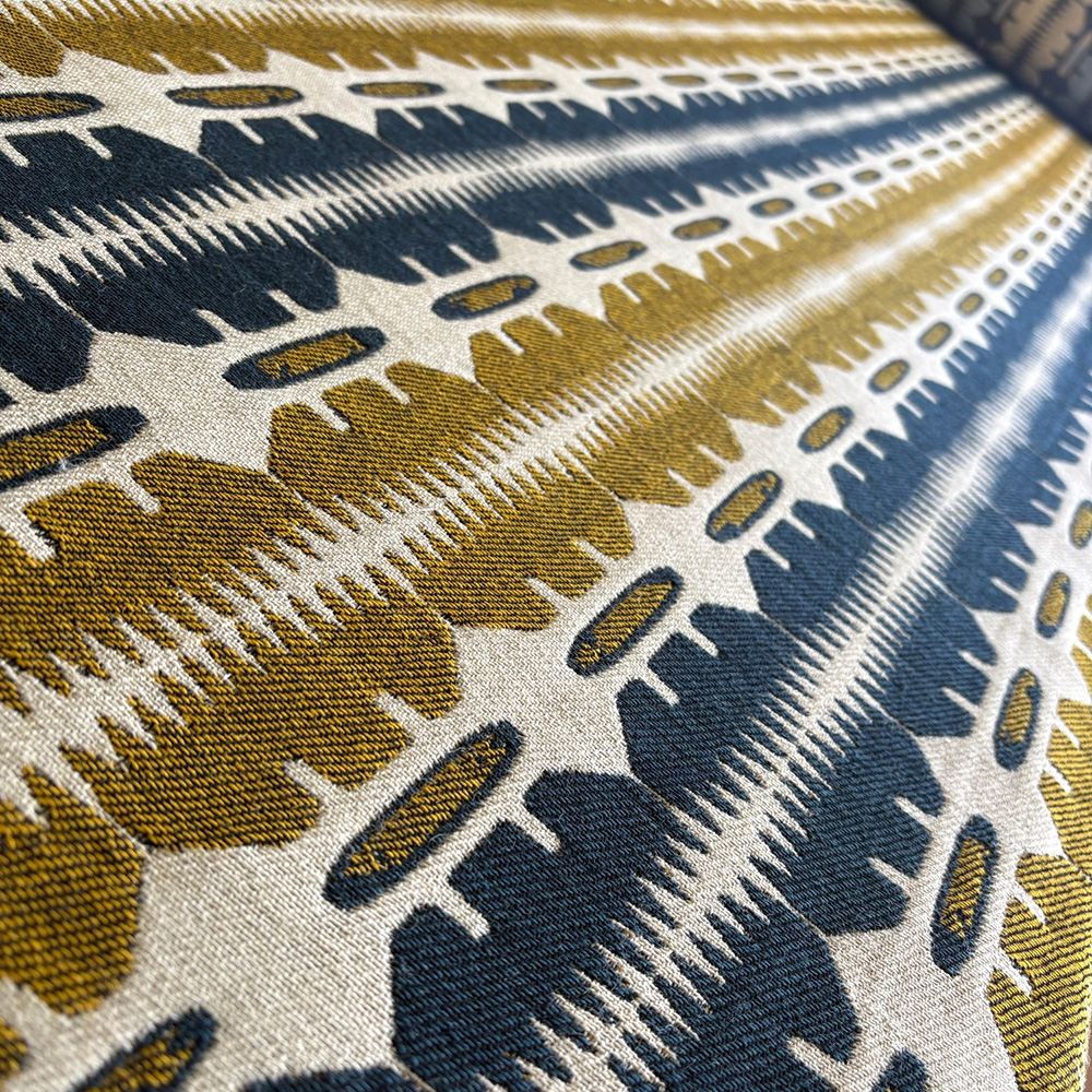 Cribau - Yellow, teal and ecru coloured blanket